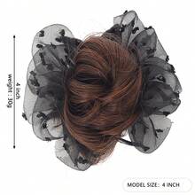 Búi tóc giả dạng lưới dành cho nữ, có kẹp càng cua và dây buộc tóc, tạo kiểu tóc búi giả bồng bềnh, đầy đặn cho tóc mỏng/dày, dễ dàng tạo kiểu phía sau đầu. - Nhiều màu - Xem 12