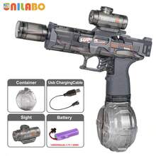 unilabo 强力电动水枪玩具 - 高功率连续射击，带消音器，时尚设计，大容量，适合沙滩/泳池派对和户外夏季娱乐，升级版夜间战斗版 - 节假日和生日送给3岁以上男孩女孩的理想礼物 - 彩色 - 查看 9