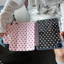 可爱粉棕色星形图案扁平保护套，兼容苹果第11代、Pro 2025新款、第10代、Air 7/6、11英寸平板电脑，带触控笔插槽，时尚少女款 - 彩色 - 查看 5