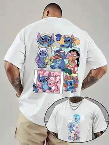 1 Disney Men's T-Shirt, Disney Star Baby Shi Dizai Pattern Men's Short-Sleeved T-Shirt, Round Neck Casual And Comfortable T-Shirt, Breathable And Light, Suitable For Sports And Leisure Wear, Spring And Summer T-Shirt, Suitable For Gifts, Suitable For Travel And Party Wear. - trắng - Xem 1