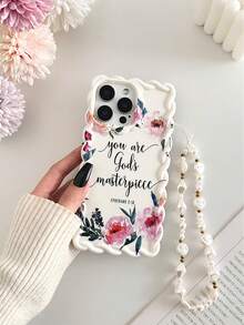 Ốp lưng điện thoại TPU tối giản họa tiết hoa, viền sóng, sơn màu trang nhã, chống rơi vỡ, kèm phụ kiện vòng tay hạt cườm, tương thích với iPhone 17Pro/17Air/17/17ProMax 16/11/16Pro/16Plus/16ProMax/16E/15ProMax/13/14/12/XS/XR/7G/8PXR/7/8, tương thích với iPhone 15ProMax, 13, 14, 11, X, 12/14. Ốp lưng TPU mềm mại, sơn màu, bảo vệ điện thoại, quà tặng mùa xuân. - Nhiều màu - Xem 3