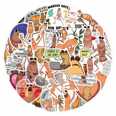 55PCS Marcus The Worm Funny Meme Stickers, Holiday Party Stickers, Adult Games Treats Classroom Crafts Favors Gifts Use Cups, Paper-Cut Window Decorations, Cars Laptop Water Bottle Cell Phone Skateboard Luggage