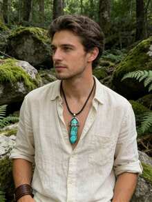 1/5/10/20/30/50/100/200pcs Natural Crystal Glass Stone Glow-In-The-Dark Pendant Necklace, Unisex Crystal Gemstone Chakra Crystal Jewelry, PU Cord Couples Jewelry Gift, Holiday Party Supplies - Multicolor - View 7