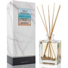 Juego de difusor de varillas con aroma a brisa marina y sal de mar de Urban Naturals - Hecho con aceites esenciales y botánicos reales - Botella de vidrio rectangular recargable y elegante - Hecho en EE. UU. - 20Pcs - Ver 1