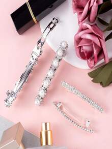 4件套时尚优雅简约女士发夹，派对/生日/婚礼新娘公主发饰，锌合金材质，饰有闪亮水晶字母图案 - 髮夾 - 查看 10