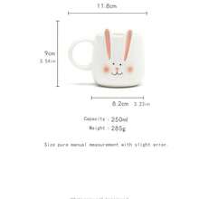 1 pieza Taza de cerámica con forma de conejo de 250ml, diseño de conejo de dibujos animados con orejas amarillas y rosas, taza de alta calidad para desayuno, café o leche, para el hogar y la oficina, estilo primaveral encantador - Copa de conejo de orejas rosas - Ver 3
