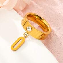 1枚2026新款不锈钢戒指，镶嵌四叶草锆石幸运吊坠，时尚男女夏季佩戴 - 四葉草戒指 - 查看 11