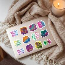 Aesthetic Mindful Mottos Sticker Collection - Vibrant Handwritten & Typographic "Not Reactive, Intentional" Decals For Water Bottle, Planner & Personal Stationery - Multicolor - View 9