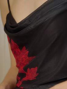 Simple Retro Women's Spring And Summer Models Holiday Style Positioning Jacquard Collision Elegant Retro Temperament Swing Collar Mid-Length Halter Dresses - Black - View 6