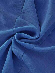 优雅法式纯色方领短袖女式衬衫，春夏修身设计，独特 - 藍色 - 查看 9