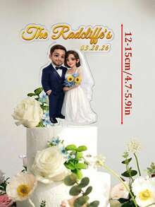 Customizable Transparent Acrylic Cartoon Wedding Cake Topper, Personalized Anime Character Cake Decor With Name And Date, Anniversary And Birthday Cake Topper - A-cartoon Lover Cake Label - View 8