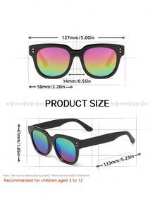 时尚眼镜，矩形镜框。男女皆宜。带色镜片。适合旅行和拍照。 - 彩色 - 查看 8