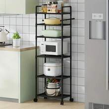 1pc Easy-To-Assemble Multi-Tier Storage Rack - Versatile Organizer For Kitchen Appliances, Bathroom Essentials & Dorm Bookshelf With Built-In Microwave Stand, No Metal Frame, Kitchen Storage Rack - Multicolor - View 4