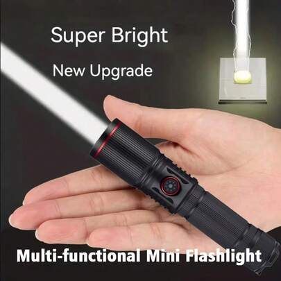 Nueva linterna táctica para exteriores, zoom telescópico, recargable, haz brillante, largo alcance, aleación de aluminio