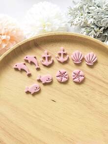 Ocean Animal Clay Cutters Kit, Dolphin Whale Shell Shape Clay Cutters For DIY Earring Jewelry Pendant Making, Polymer Clay Cutting Tools, No Power Supply Needed - Ocean Animal Clay Cutters - View 3