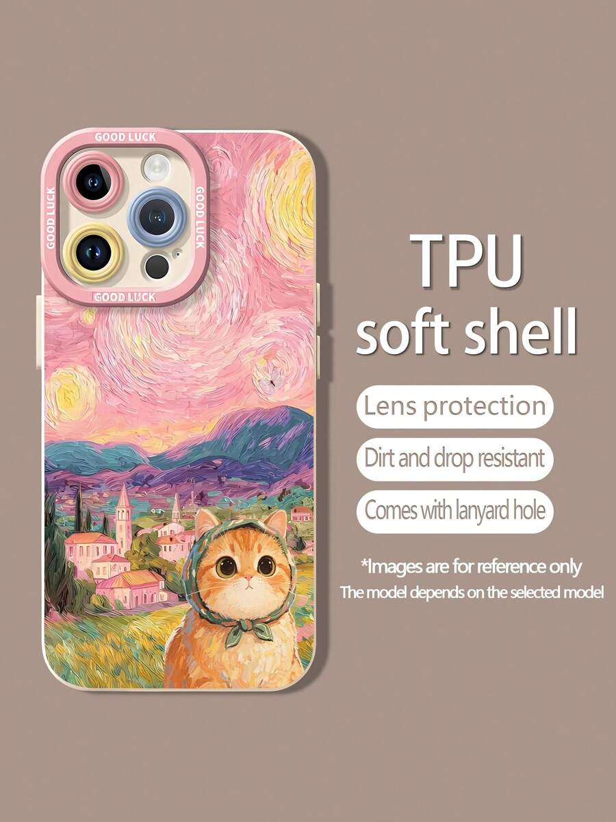 Lindo gato con cielo estrellado y paisaje. Esta elegante funda para teléfono es compatible con Samsung, Apple, OPPO, , etc. Fabricada en TPU flexible, resistente a golpes y arañazos, ofrece una excelente protección contra caídas y un agarre cómodo. Es un regalo ideal para familiares, amigos y seres queridos, y una opción perfecta para festivales. Fundas para iPhone, San Valentín, , fundas para hombre, celulares y accesorios, funda blanca para teléfono. - Blanco - Ver 1