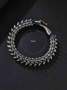 1pc Men's Fashion Hop Style Dark Gothic Spine Zinc Alloy PU Leather Bracelet - Bạc cổ - Xem 3