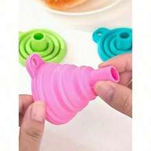 1pc Practical Silicone Folding Funnel, Portable Small Funnel, Large-Diameter Wine Funnel, Multi-Purpose Kitchen Large-Diameter Oil Funnel. The Color Is Randomly Sent. Anti Splash Kitchen Accessories, Easy To Store, Convenient For Kitchen Organization. - Random Color - View 6