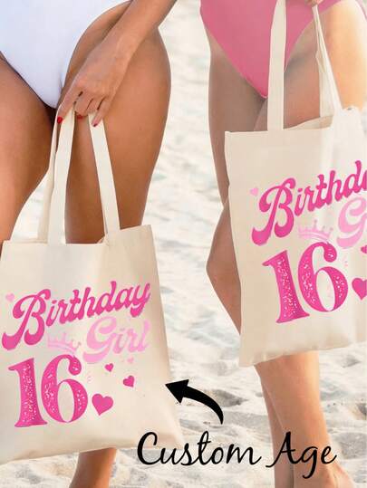 Customized Canvas Tote Bag, Shopping Bag, Lightweight And Foldable, Can Print Personalized Name, Solid Black And White Canvas Bag, Double-Layer Reinforced Handle, Convenient To Carry, Suitable For Business Travel, Work, School, Also Can Be Used As Birthday Gift