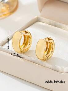 1 Pasang Anting Hoop Emas Bergaya dan Mewah dari Bahan Tembaga, Desain Minimalis, Perhiasan Elegan Serbaguna, Cocok untuk Sehari-hari, Liburan, Kencan, Pesta, dan Acara Lainnya - Emas - View 5