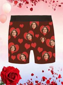 1 chiếc quần lót in hình khuôn mặt theo yêu cầu, quần boxer in ảnh khuôn mặt cá nhân hóa, quần lót in hình khuôn mặt vui nhộn, quà tặng Ngày Valentine/Kỷ niệm/Đám cưới/Sinh nhật, quà tặng hài hước gợi cảm cho bố/chồng/bạn trai - Màu Đỏ Sâu - Xem 2