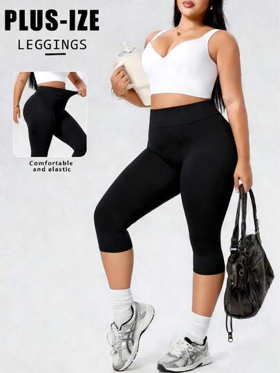 Pantalones capri casuales de unicolor para mujer, pantalones deportivos y de yoga de cintura alta para el verano