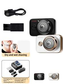 SKYWORTH Afeitadora eléctrica recargable de 350mAh, IPX7 impermeable, uso en seco y húmedo, totalmente lavable, 1 cuchilla de acero inoxidable, encendido con un solo toque, disponible en negro y blanco - Multicolor - Ver 2