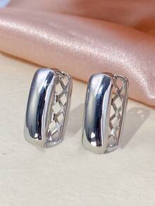 1 件光泽优雅圈形耳环，小众设计，适合日常通勤佩戴 - 耳環 - 查看 2