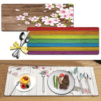 All Season Desk Placemats Living Room Coffee Table Mat Dinner Plate Pad Office Desktop Coffee Cup Coaster Desktop Decorative Photography Prop Gatherings Party Table Decorations Dual-Purpose For Office And Home Use Wood Pattern