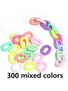 100/200/300/500 Stücke Mehrfarbige Acryl Kette Kunststoff Offener Ring Schlüsselanhänger DIY Schmuckzubehör, Regenbogenfarben Offene Kette - Verschiedenfarbig - Übersicht 16