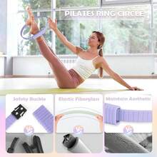 Pilates Essentials Kit For Women, 13.5\ Pilates Ring And Ball Set With Resistance Bands For Home Workouts, Portable Pilates Kit With Bag & Training Poster For Full Body Exercise - Purple - 查看 3