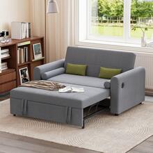 2 Seater Sofa Bed, 3 In 1 Convertible Corner Sofa Bed, Pull Out Linen Double Sleeper Chair Bed With Pocket And Adjustable Backrest For Living Room - Dark Grey - View 11