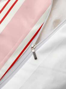 2pcs/3pcs Pink Striped Numeric Print Duvet Cover Set (1 Duvet Cover + 2 Pillow Shams, Inserts Not Included), Made Of Polyester Fiber, Suitable For Daily Use, Soft And Skin-Friendly, Applicable To Bedroom, Master Bedroom, Guest Room And Secondary Bedroom - Multicolor - View 9