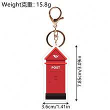 2D Flat Red Mail Box Acrylic Keychain Post Office Mailbox Stamp Box Pendant Keyring Modern Envelope Box Bag Hanging Accessories - Multicolor - View 9