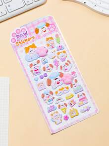 2026新款可爱动物卡通3D贴纸套装 | 手机壳贴纸，主题包括美味食物和可爱的兔子、熊、猫、狗等动物，可重复使用防水贴纸 - 彩色 - 查看 8