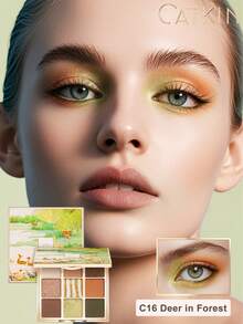 CATKIN 九色眼影盘，哑光和珠光质地，高显色度，中性色调，彩妆 - C16 森林中的鹿 - C16 Deer in Forest - 查看 3