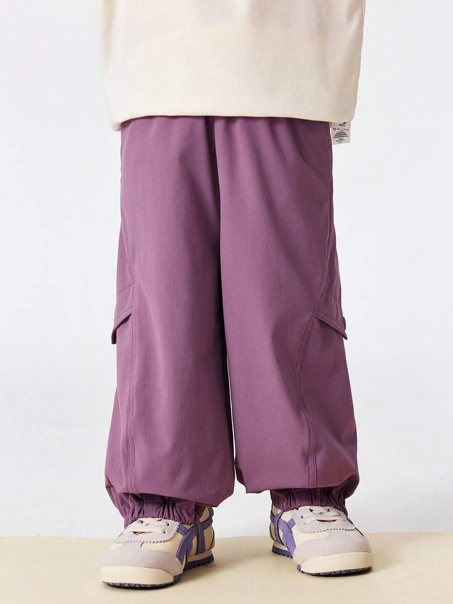 mini bala Young Girl Straight-Leg Pants, Structured Fit, Water-Resistant, Non-Binding Waist, Comfortable Spring Pants 2026 - Purple - View 1