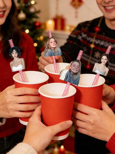 Personalized Hard Straws With Custom Photos | Sparkling Glitter Anti-Slip Reusable Straws For Drinks, Smoothie, Boba & Cocktails | Customizable Birthday Party Favors, Wedding Gifts, Anniversary, Christmas, Valentine'S Day, Bridal Shower