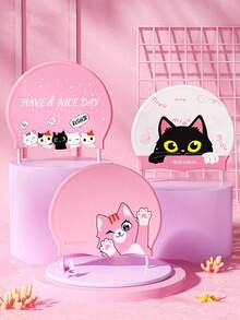 1 Small Silicone Swimming Cap With Cat Pattern Cartoon Cute Pink Waterproof And Soft Professional Ear Protection Swimming Cap Suitable For Wearing During Water Activities - Pink - View 1