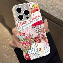Escena romántica y colorida de cafetería con cócteles, flores y una frase alegre. Esta elegante funda es compatible con Samsung, Apple, OPPO, , etc. Fabricada en TPU flexible, resistente a golpes y arañazos, ofrece una excelente protección contra caídas y un agarre cómodo. Es un regalo ideal para familiares, amigos y seres queridos, y una opción perfecta para festivales. - Blanco - Ver 2