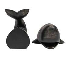 Resin Whale Bookends-B031 - Negro gastado - Ver 8