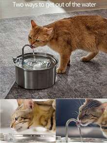 1 pieza Dispensador de agua para mascotas de acero inoxidable de gran capacidad de 3,2 L/108 oz/0,85 galones, adecuado para perros y gatos medianos y pequeños, fuente de agua automática para mascotas, tazón de agua para mascotas de acero inoxidable, interfaz USB, adaptador no incluido - 3,2 litros - Ver 11