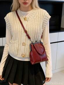 Elegant Commuter Crossbody Bag With Quick Access Buckle Design Textured Faux Leather Crossbody Bag For Working Professionals Versatile Handbag Perfect For Travel And Casual Wear Purses And Bags Women Tote Bag Summer Crossbody Bags For Women Beach Bag Shoulder Bag Y2k Beach Accessories For Women - 彩色 - 查看 6