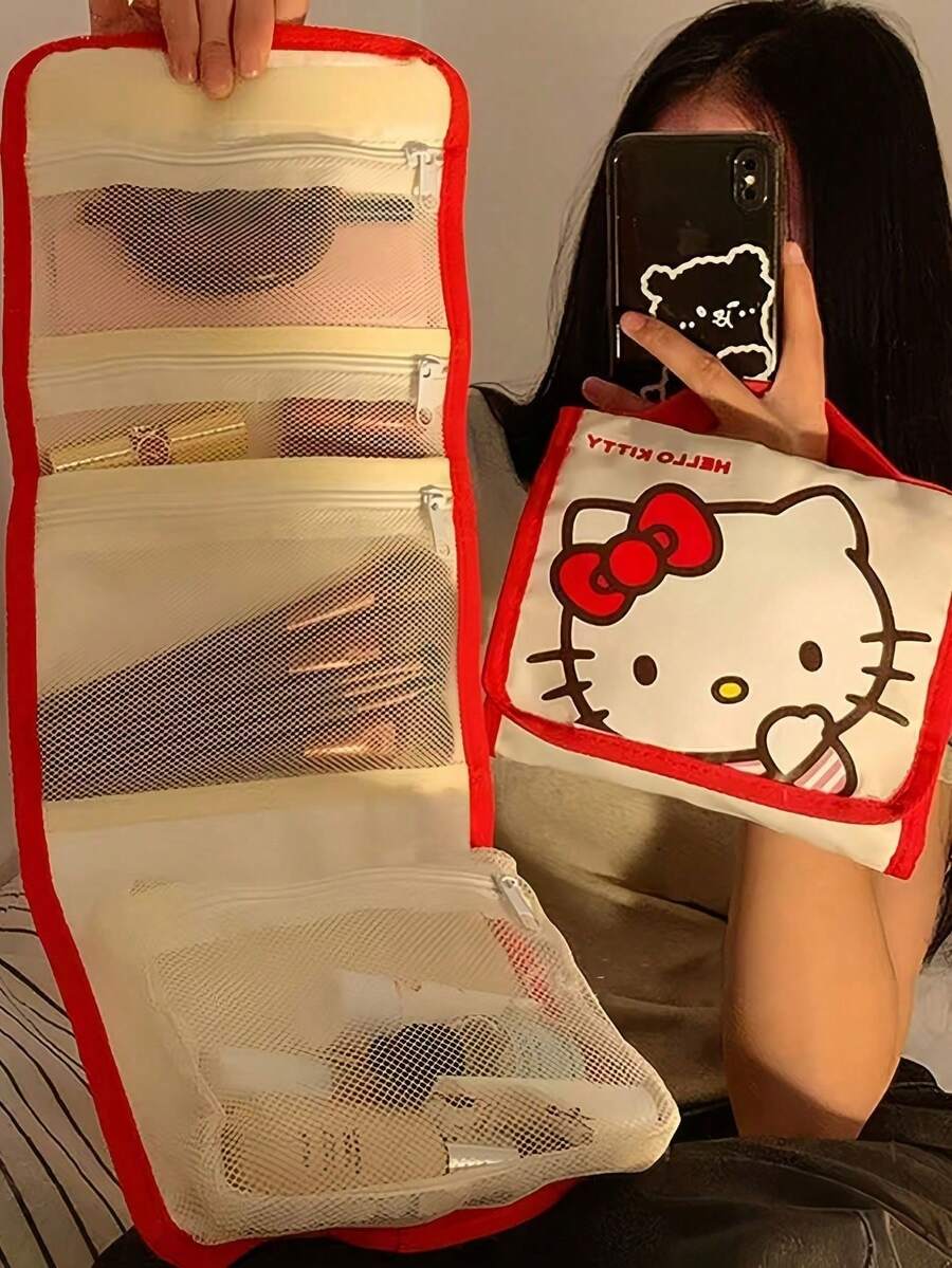 SANRIO 1个大容量卡通折叠化妆包，可爱旅行便携化妆品收纳包 - 彩色 - 查看 1