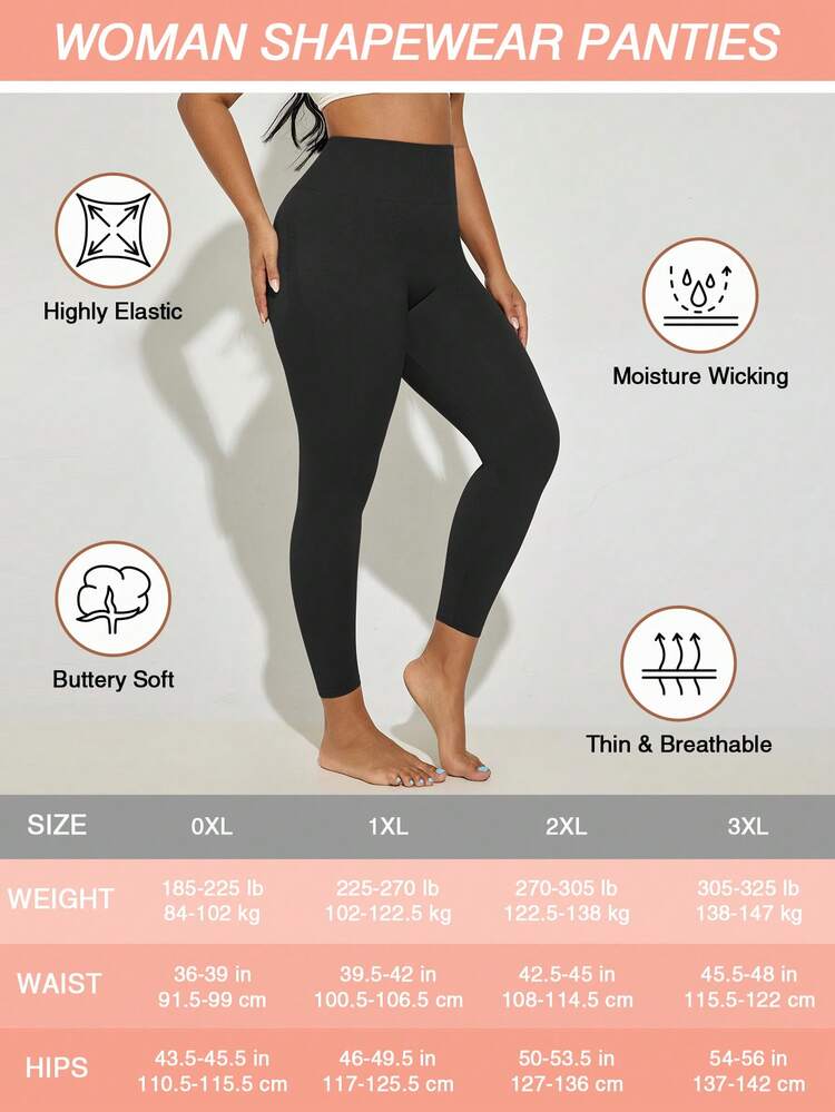 Quần legging định hình eo cao, bó sát, giúp thon gọn vóc dáng cho nữ cỡ lớn. - màu đen - Xem 6