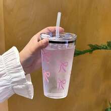 Vaso de plástico transparente con estampado de moño, botella de agua casual para uso diario - Jarrón de plástico letra voila - Ver 11