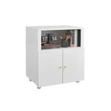 MUEBLE METÁLICO PARA IMPRESORA y ARCHIVADOR - Estante de 2 Niveles con Estante Ajustable y Puertas con Cerrojo, Organizador Móvil Bajo Escritorio - Blanco - Dos capas - Ver 3