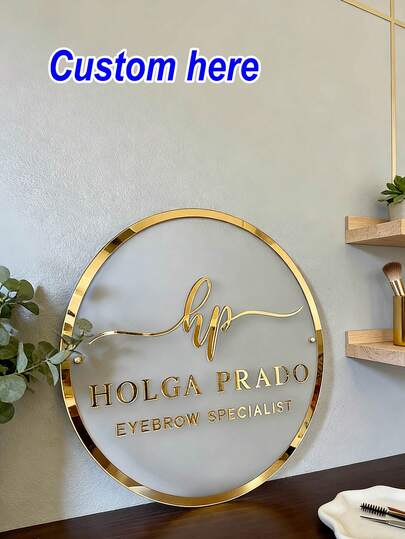 1 pieza Cartel de bienvenida personalizado de boda de acrílico | Cartel comercial con líneas doradas | Estilo de lujo en color oro rosa | Cartel decorativo 3D adecuado para salón de belleza, se puede personalizar con logotipo y nombre de la tienda: Decoración para salón de pestañas y belleza, cartel para salón de uñas; Cartel de acrílico personalizado para exhibición de arte de uñas personalizado, cartel para tienda de ropa
