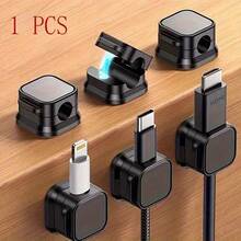 1 No-Drill Strong Cable Clip - Compatible With Multiple Cable Types, Super Strong Adhesion | Office Supplies / Cable Management / Desktop Organization / Home Storage / Digital Accessories - 1pc-black - View 2