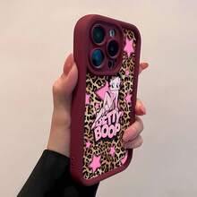 ベティ・ブープのヒョウ柄スマホケース。 17、 16 Pro Max、 15 Pro Max、 13、 12に対応。高級電気メッキ仕上げのソフトTPU素材を使用。クリーミーな波型テクスチャ。フルエッジ保護。正確なカットアウト。ぴったりフィット。快適なグリップと優れた質感。家族、友人、恋人、クリスマスのプレゼントに最適です。 - レッドCZ33 - チェックする 3